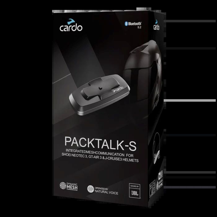 Cardo Packtalk-S Gen 3 Intercom Suits Shoei Neotec 3 GT-Air 3